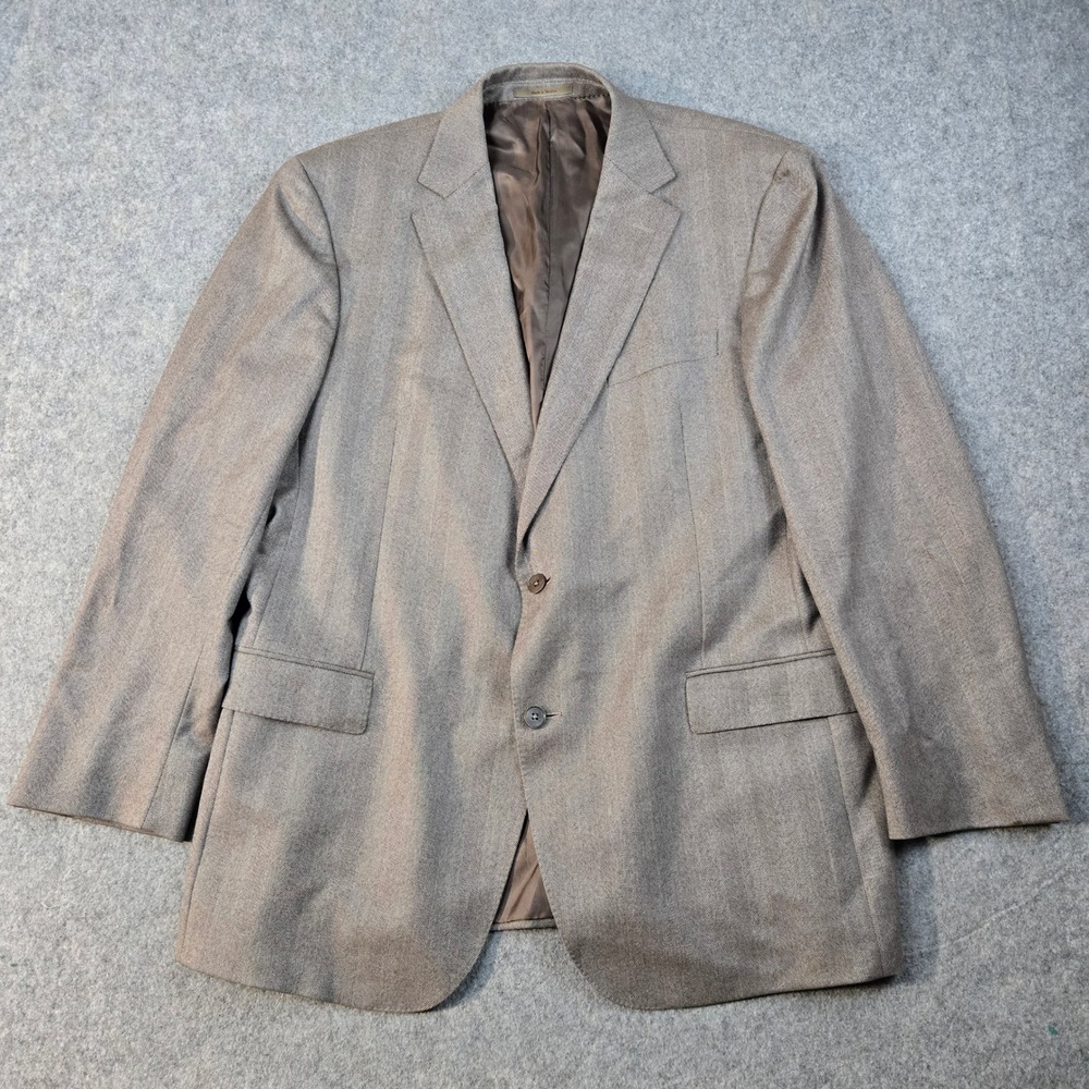 Ermenegildo Zegna‎ Blazer Mens 44 Brown Herringbone Wool Sport Coat Italy